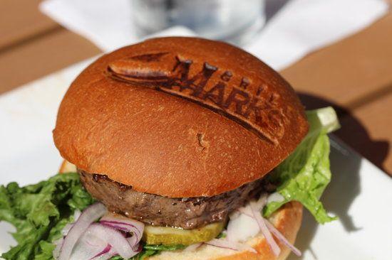 Hamburger Logo - Hamburger with signature logo of Grill Marks St