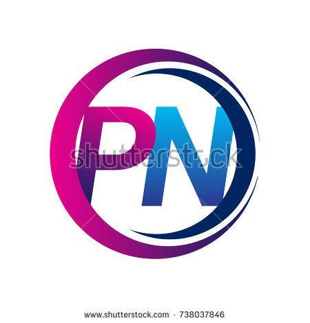 PN Logo - initial letter logo PN company name blue and magenta color on circle ...