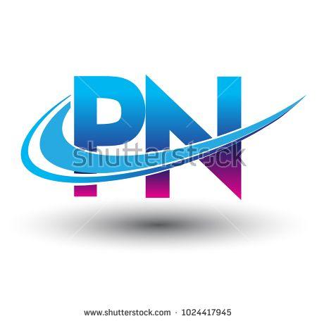 PN Logo - initial letter PN logotype company name colored blue and magenta ...