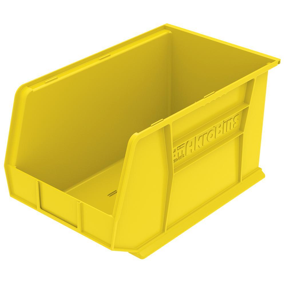 Akro-Mils Logo - Akro-Mils AkroBin 11 in. 60 lbs. Storage Tote Bin in Yellow with 5.5 Gal.  Storage Capacity