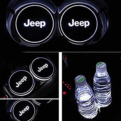 Lamp Logo - LED Car Logo Cup Holder Lights for Jeep, Interior Accessories Waterproof  Bottle Drinks Coaster Built-in Light 7 Colors USB Charging Mat Luminescent  ...