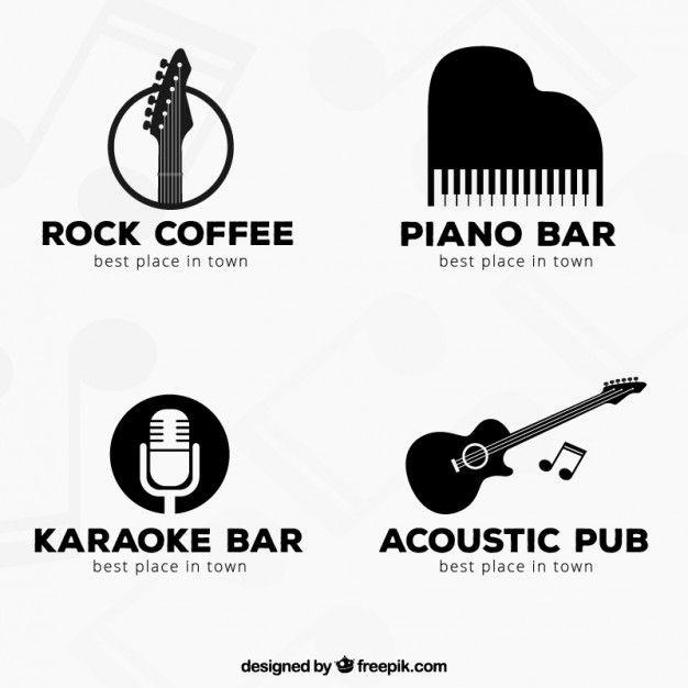 Instrument Logo - Black music logos collection Vector