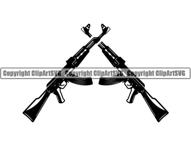 AK-47 Logo - Machine Gun Logo Target Magazine Automatic Weapon AK 47 Rifle Armed War Fight Shoot Arm Military Logo .SVG .EPS Vector Cricut Cut Cutting