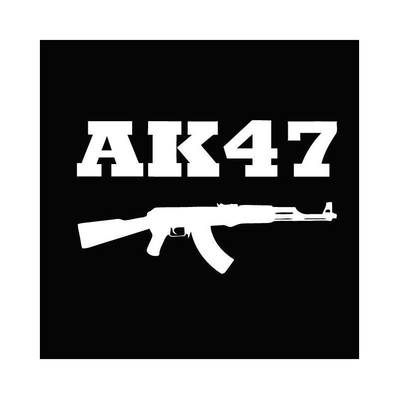 AK-47 Logo - t-shirt AK-47 kalachnikov white on black