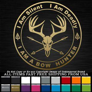 Bowhunter Logo - Details about Bow Hunter deer Antlers horns skull Crossed Arrows Round  emblem decal sticker