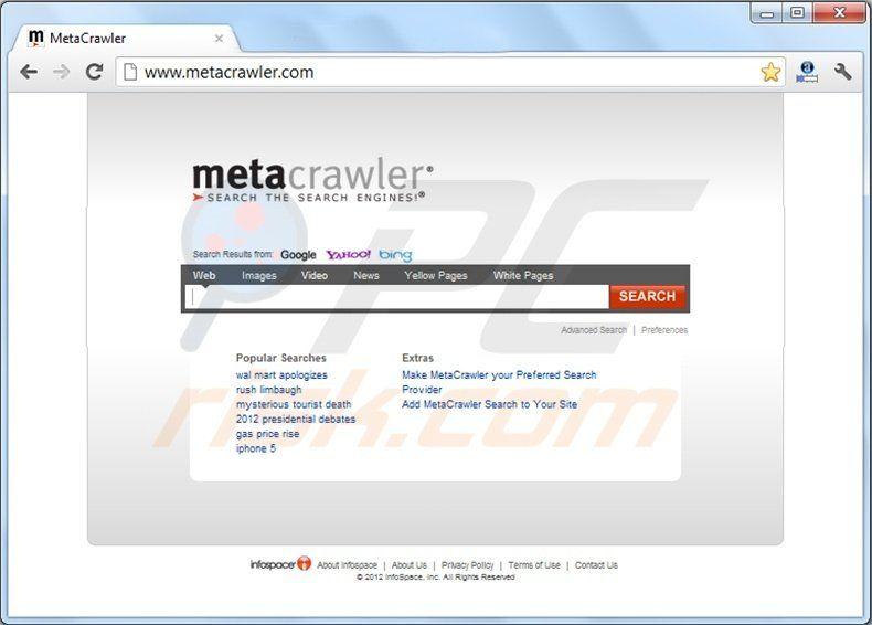 MetaCrawler Logo - How to get rid of MetaCrawler.com redirect removal guide