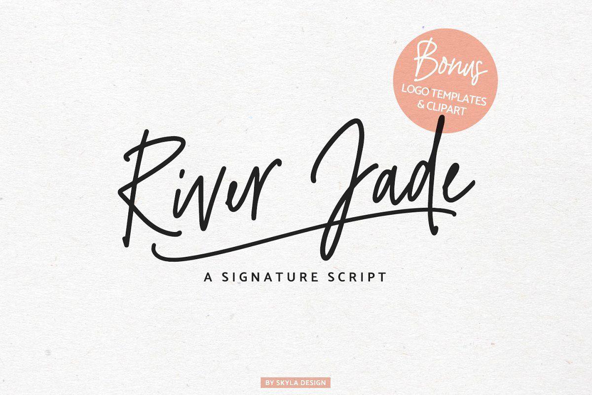 Handwriting Logo - River Jade signature font & logos ~ Script Fonts ~ Creative Market