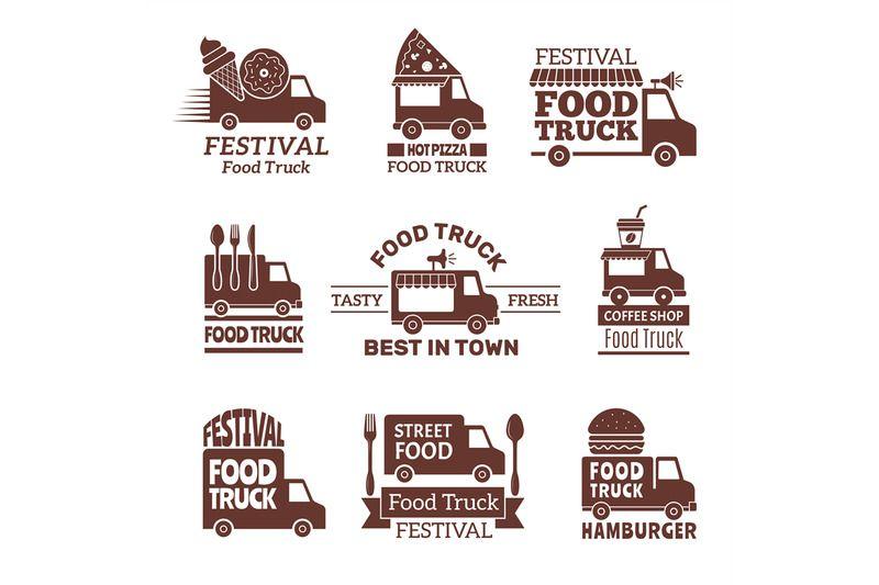 Vec Logo - Food truck logo. Street festival van fast catering outdoor kitchen