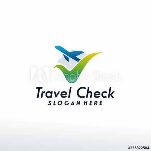 Flight Logo - Travel Check logo designs concept vector, Plane logo designs