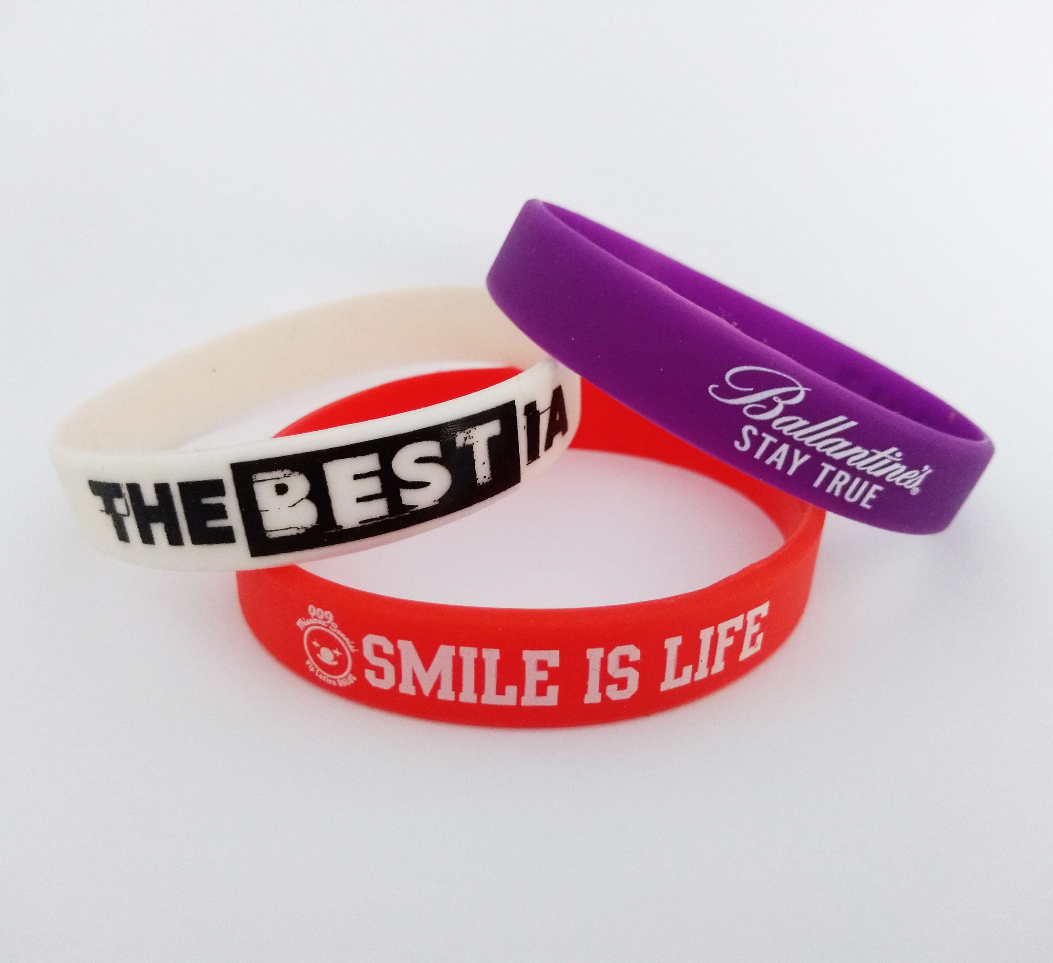 Silicone Logo - Custom Silicone wristbands with your logo in 7 days. Instock colours + 2 colours print