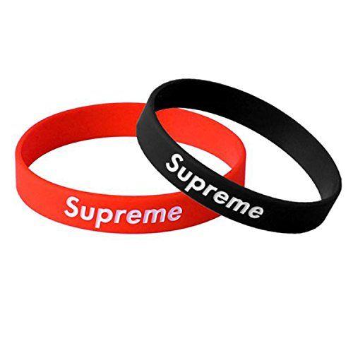 Silicone Logo - Supreme Red/Black Logo Silicone Wristbands (Pack of 2) Bracelets - Rubber