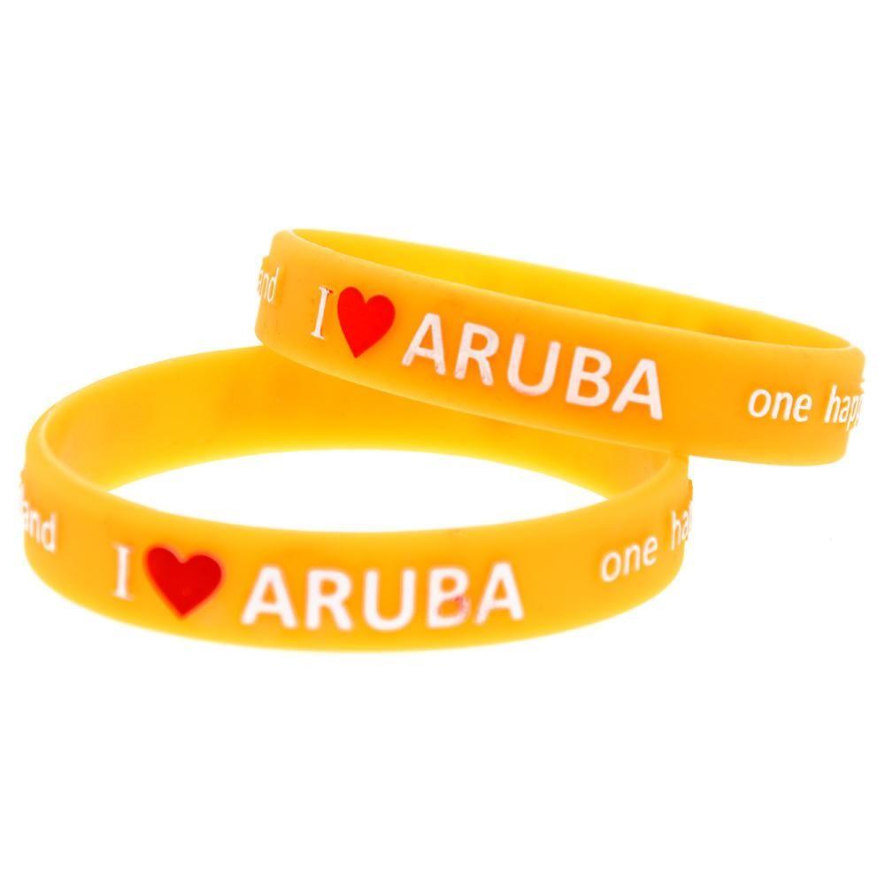 Silicone Logo - 1PC Embossed Logo Bracelet I Love Aruba One Happy Island Silicone Wristband  Perfect To Use In Any Benefits Gift