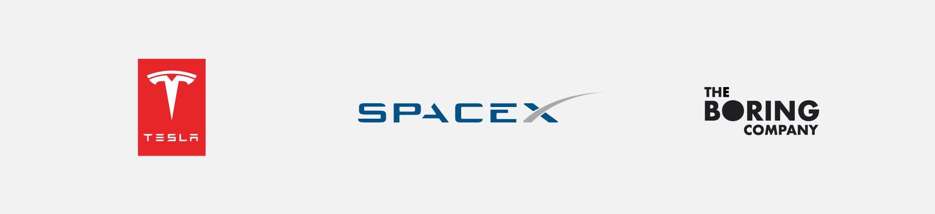 Elon Logo - Logos of Elon Musk's Brands: Tesla, SpaceX and The Boring Company ...