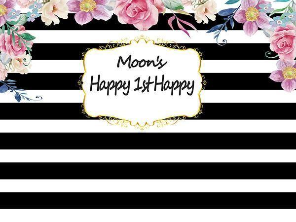 Black and White Flower Logo - Buy discount Kate Custom Black And White Stripe Party Floral ...