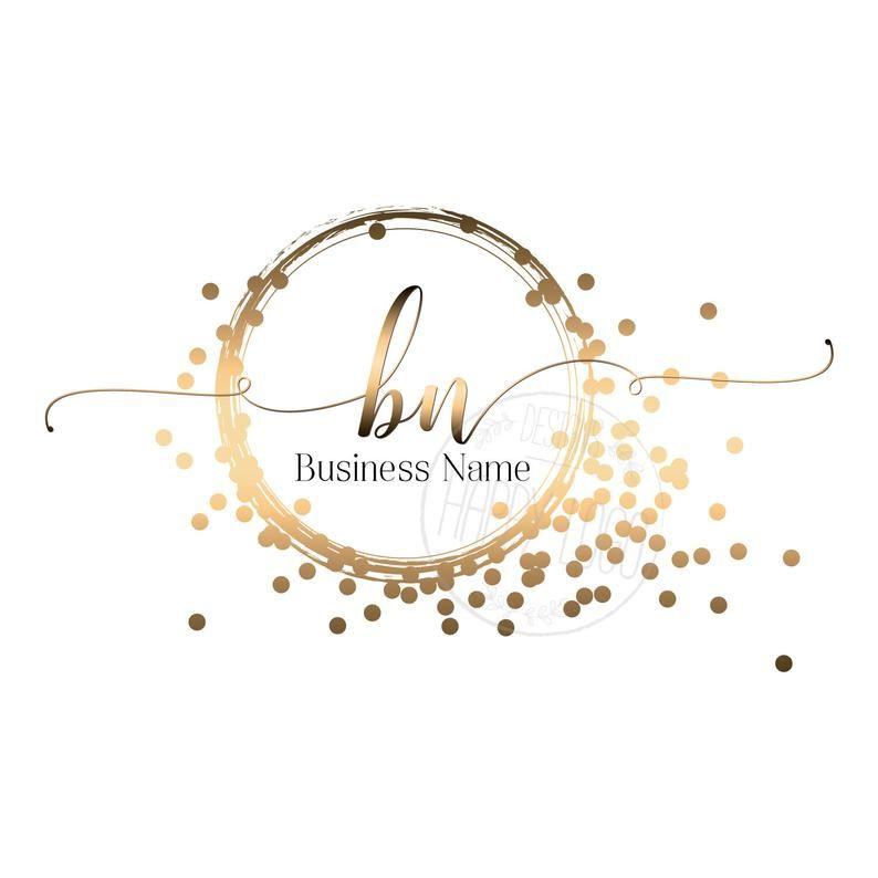 Glitter Logo - Custom Logo design, gold glitter circle logo, glitter confetti watermark, beauty logo, photography signiature monogram logo design