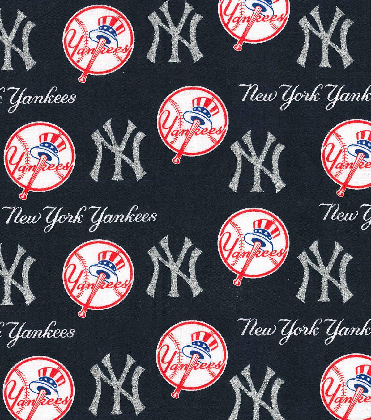 Glitter Logo - New York Yankees Cotton Fabric Glitter Logos