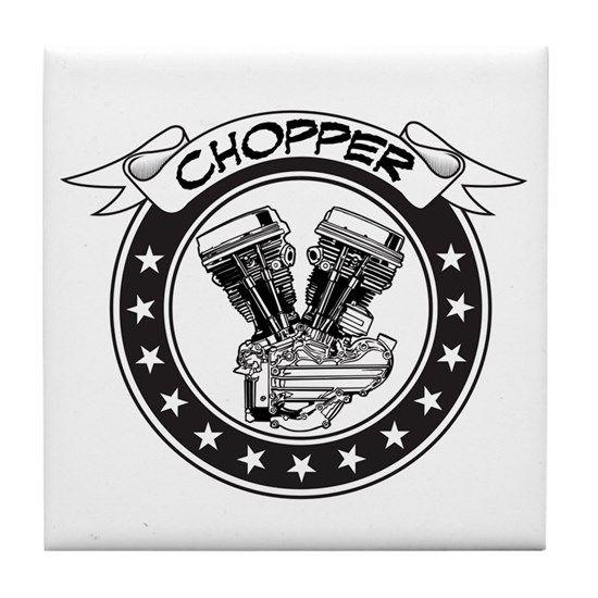 Chopper Logo - V-Twin Chopper Logo Tile Coaster