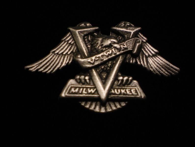 V-Twin Logo - vintage harley davidson pin. EAGLE V TWIN