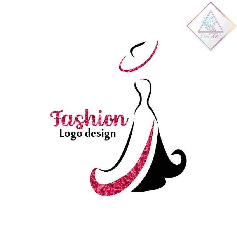 Fashin Logo - Premade fashion logo design in png and pdf format, woman in elegant dress,  minimalist logotype
