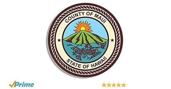 Hawii Logo - American Vinyl Round County of Maui Hawaii Seal Sticker (Decal Logo  Insignia hi)