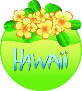 Hawii Logo - Hawaii Clipart Image - Hawaii Logo with Tropical Flowers