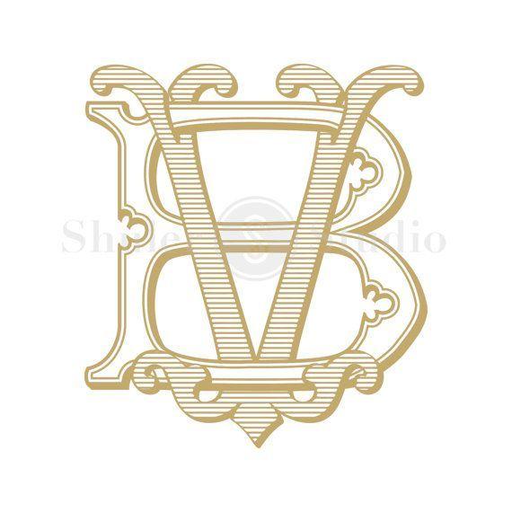 BV Logo - Wedding Printable Monogram - BV VB - Printable Monogram - Vintage ...