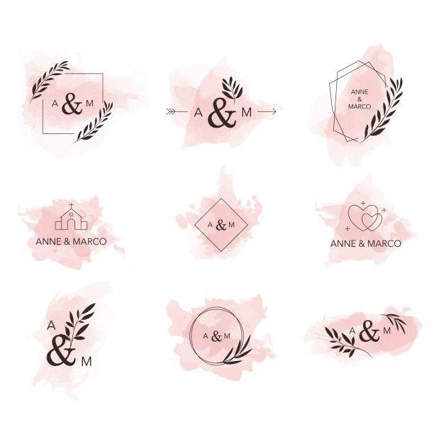 Aesthetic Logo - Minimal aesthetic wedding logo collection watercolor Vector