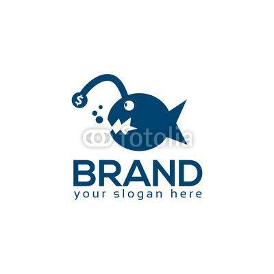 Chasing Logo - Blue Piranha logo. Flat logo design. Illustration chasing the dollar ...