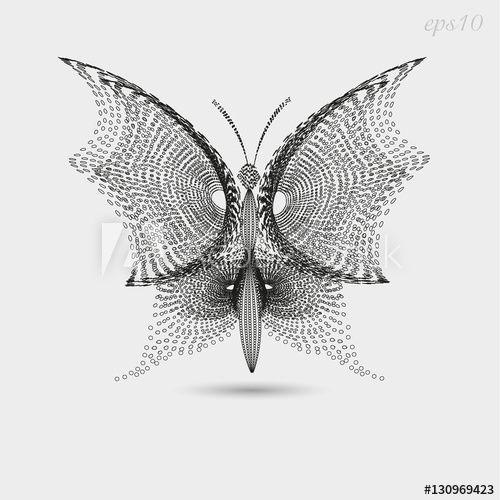 Pointillism Logo - Butterfly graphic image Author's design style of pointillism insect ...