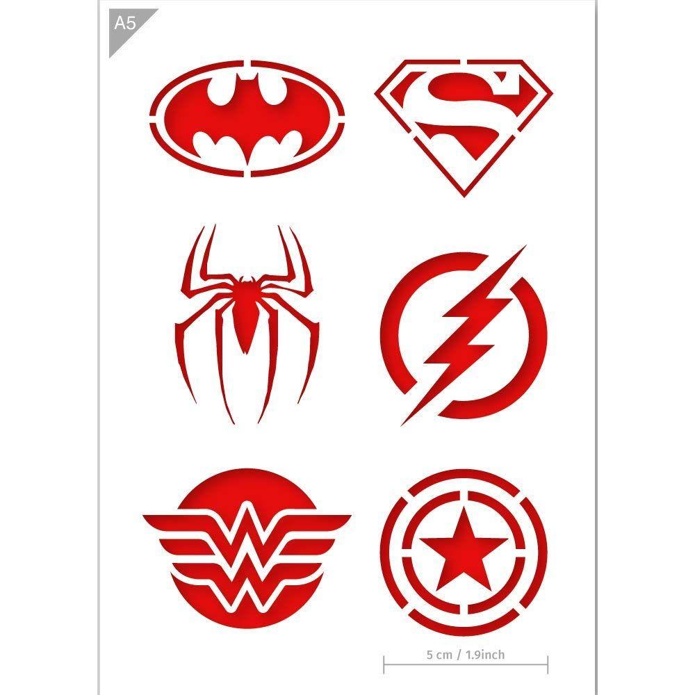 Supergero Logo - Super Hero Emblem Logos Stencil or Plastic 5.8 x 8.3 inch