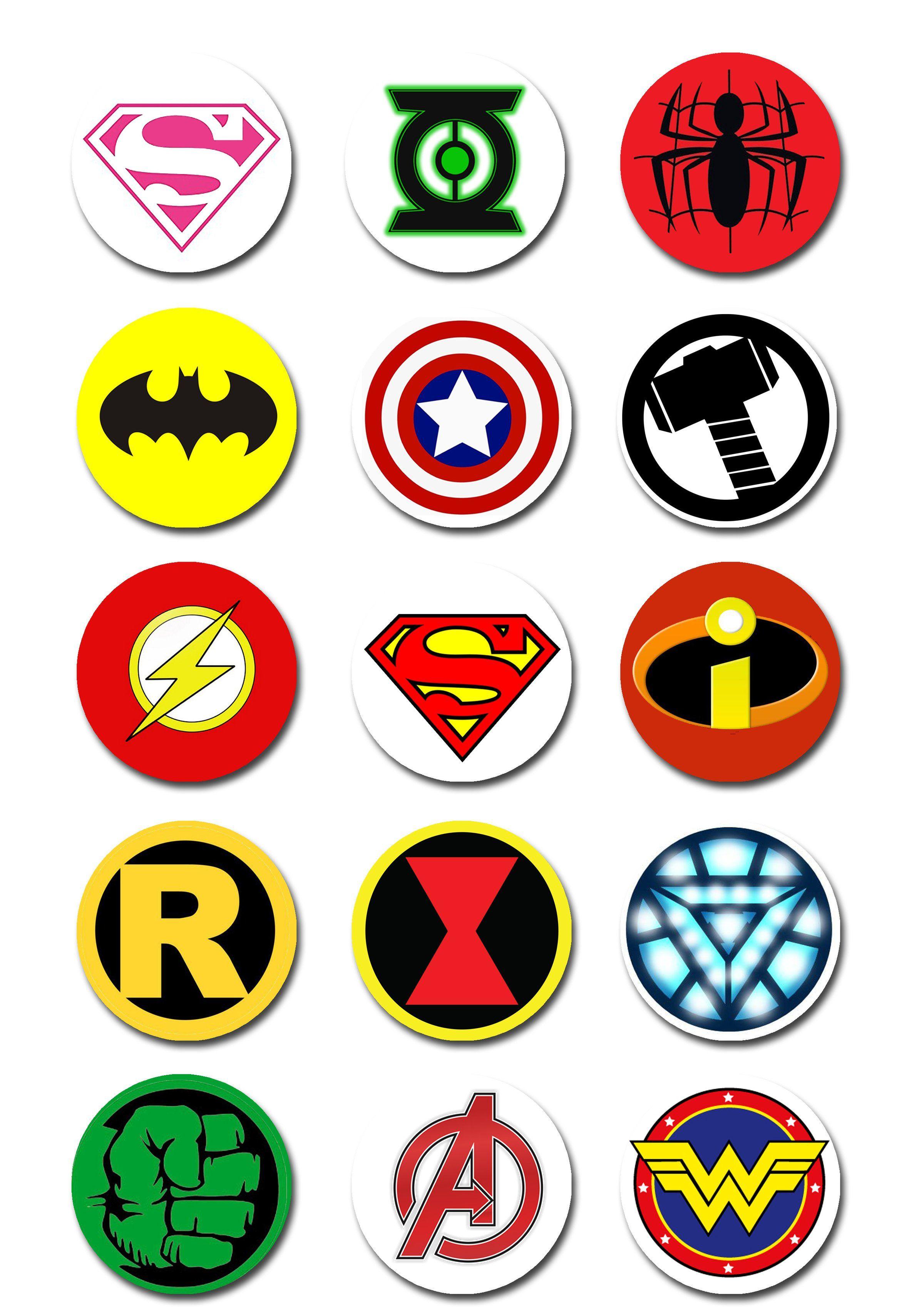 Supergero Logo - Superhero Logo Edible Cupcake Toppers