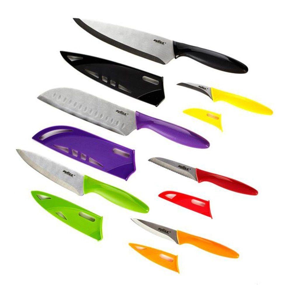 Zyliss Logo - Details about ZYLISS 6 Piece Kitchen Knife Set with Sheath Covers,  Stainless Steel