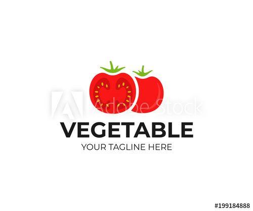 Tomato Logo - Red tomato logo template. Fresh vegetables vector design. Organic