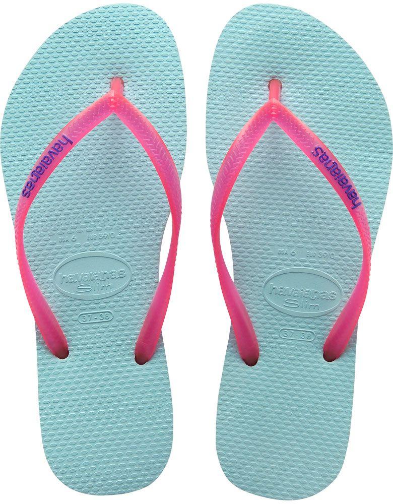 Havaianas Logo - Aqua Havaianas Slim Logo Popup Sandal