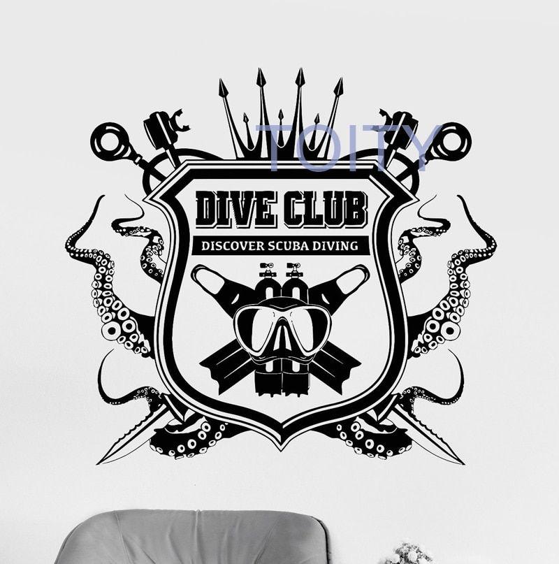 Scuba Logo - US $14.39 20% OFF|Diving Scuba Logo Wall Sticker Dive Club Extreme Sport  Vinyl Decal Dorm Teen Room Home Bedroom Decor Art Removable Mural-in Wall  ...