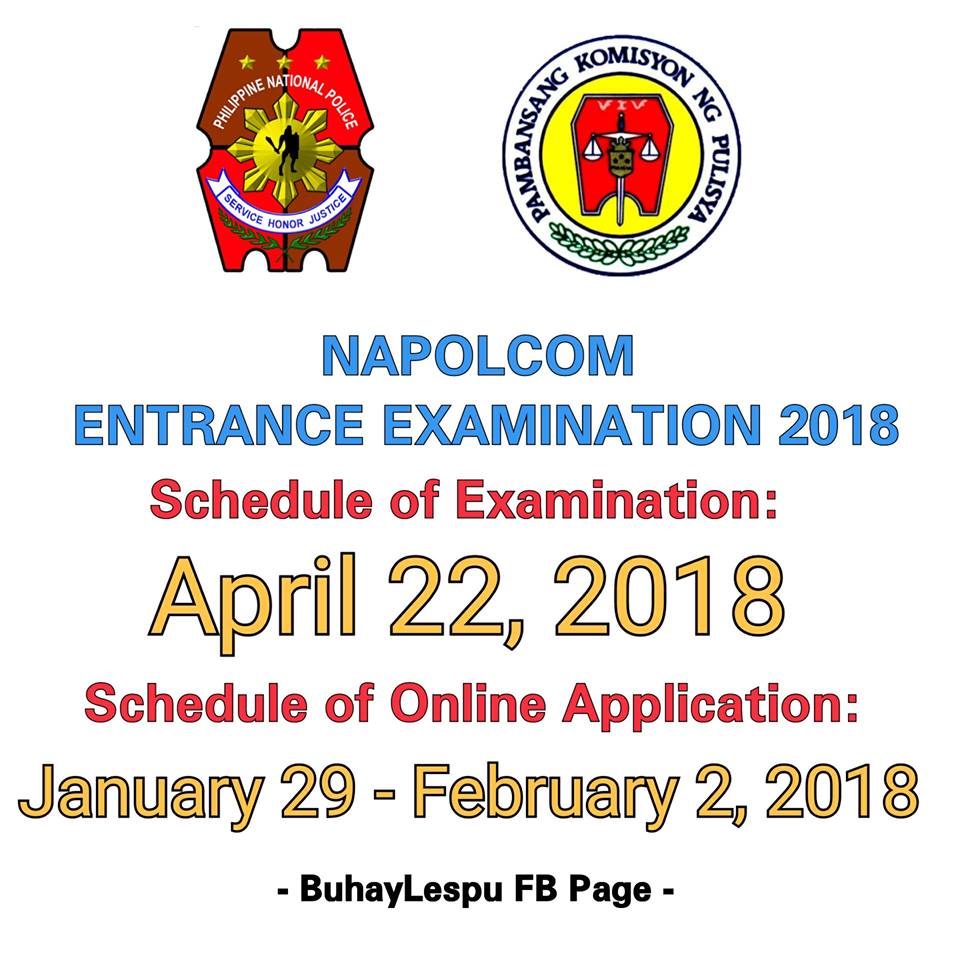 NAPOLCOM Logo - ATTENTION: PNP NAPOLCOM ENTRANCE EXAMINATION 2018 Schedule
