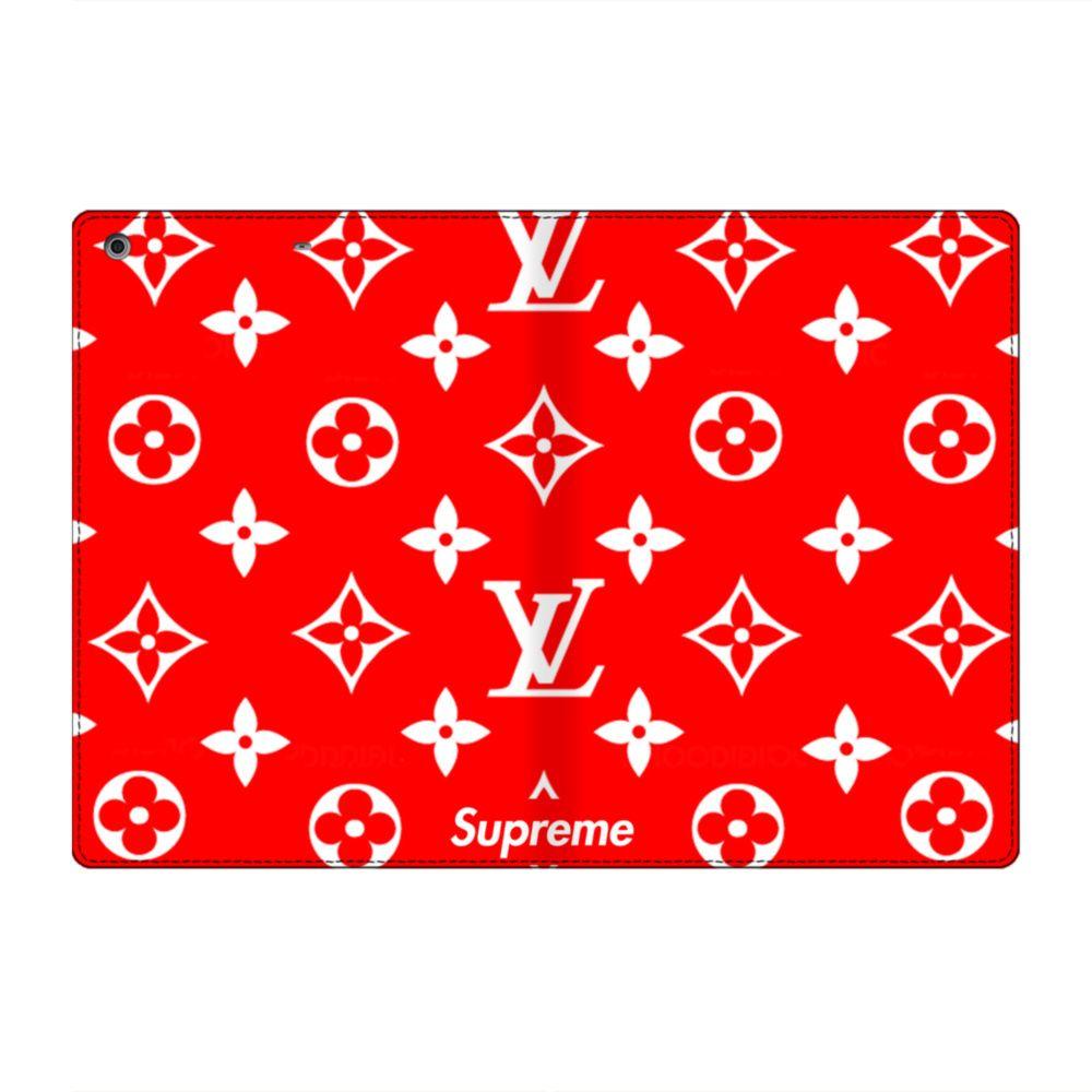 LOUIS&V Logo - Classic Red Louis Vuitton Monogram x Supreme Logo iPad 9.7 (2018) Folio Case
