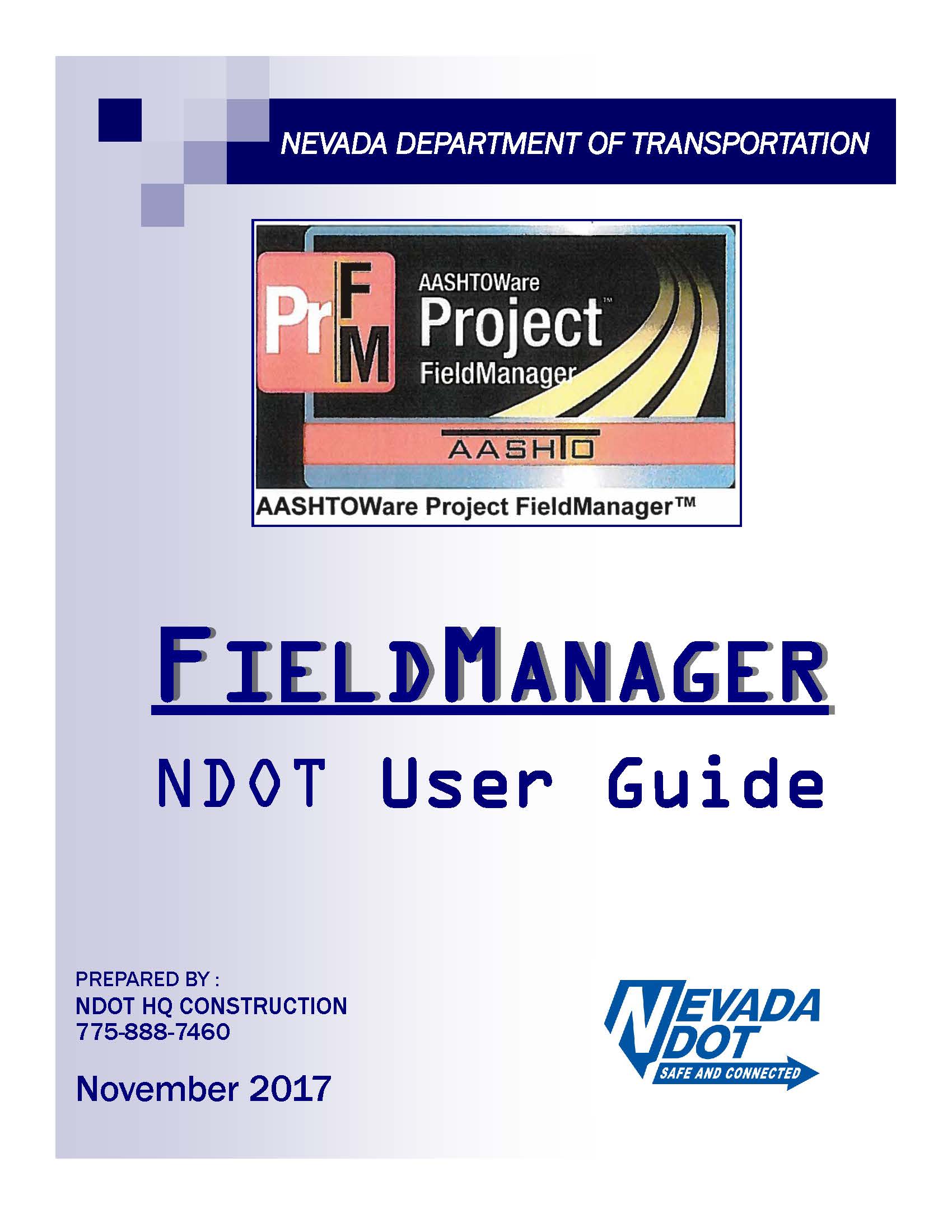 NDOT Logo - FieldManager User Guide. Nevada Department of Transportation