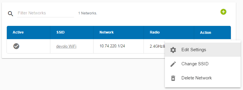 Devolo Logo - Example: editing a network and creating a new network