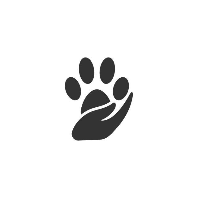 Paw Logo - Paw silhouette in circle shape and hand logo red dogs Template for ...