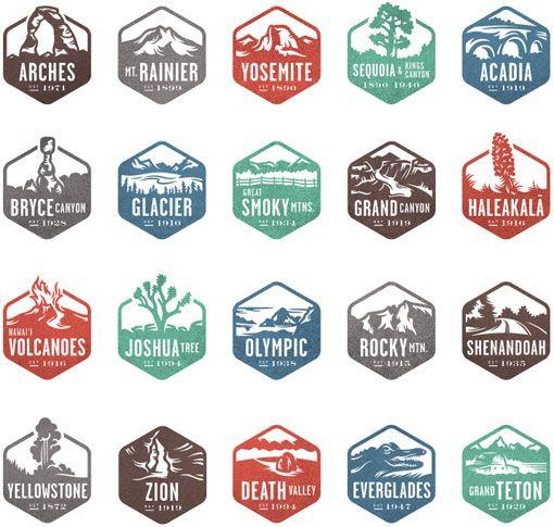 Parks Logo - National Park Stamp Icons by Valerie Jar | Badge Logos | Icon design ...