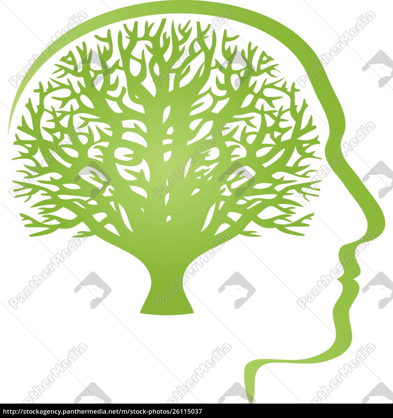 Cerebro Logo - Vector libre de derechos 26115037 - Cabeza árbol cabeza humano cerebro logo  icono