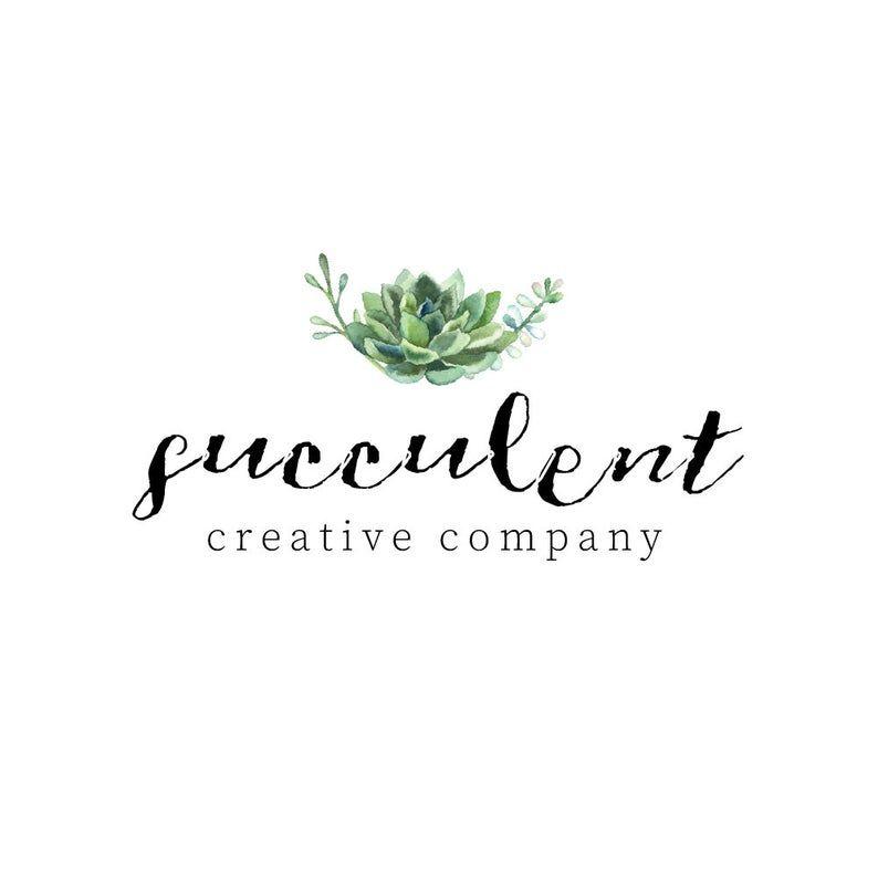 Succulent Logo - Succulent Logo Design. Script Font. Feminine Plant Logo. Premade Succulent Logo. Watercolor Logo Design. Green Creative Logo Design