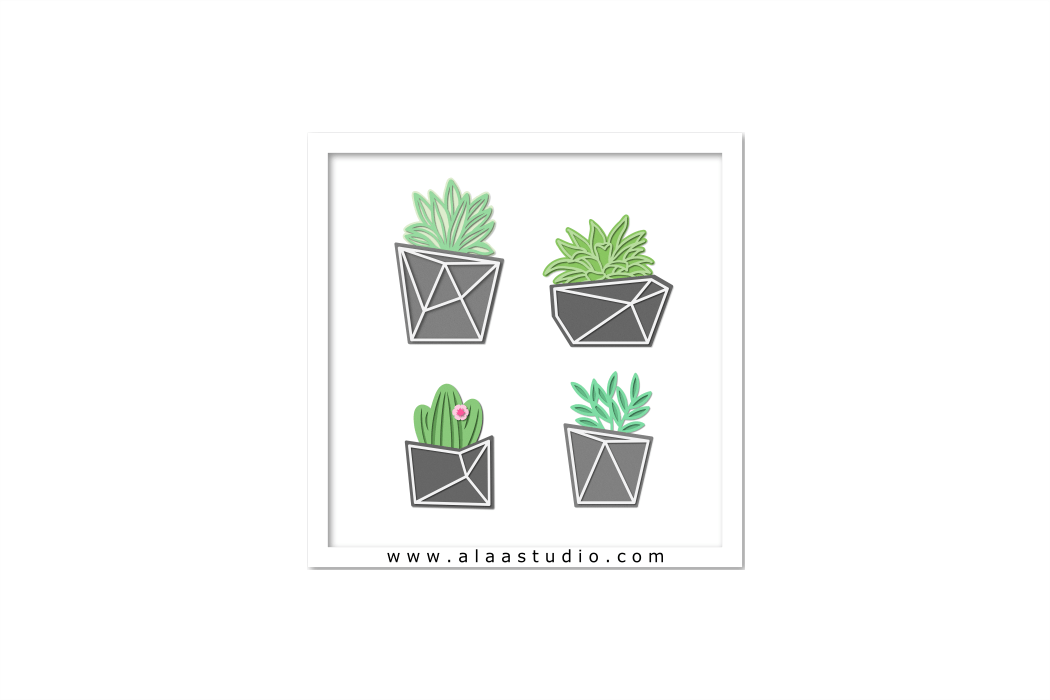 Succulent Logo - Modern geometric succulent, cactus, plants pots, SVG, PDF, SILHOUETTE  STUDIO Formats