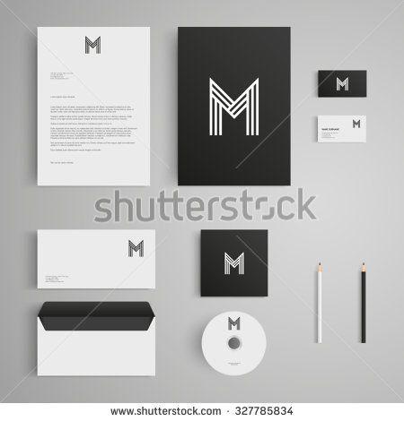 Leaflet Logo - Stationery template with letter M logo. Corporate, identity, company ...