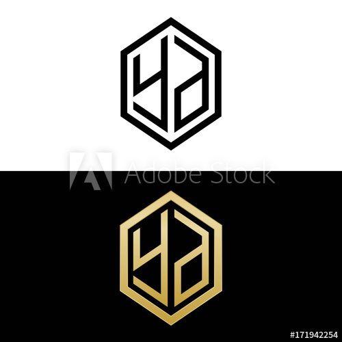 Yd Logo - initial letters logo yd black and gold monogram hexagon shape vector ...