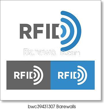 RFID Logo - Vector RFID tag icon or logo. Radio-frequency identification symbol art  print poster