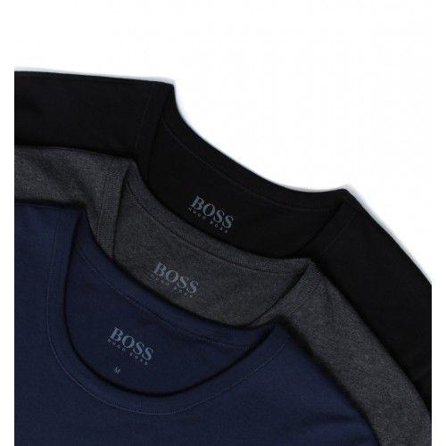 Loungewear Logo - BOSS 3-Pack Logo T-Shirts Set of 3 loungewear T-shirts Grey Black & Navy