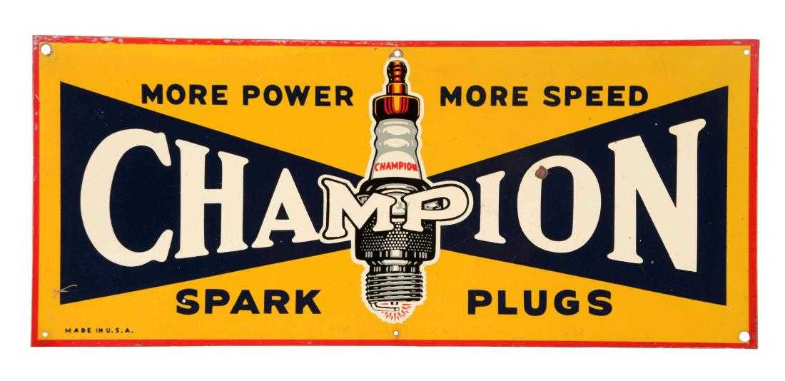 Champion Spark Plugs Logo - Champion Spark Plugs with Spark Plug Graphic Tin Sign.
