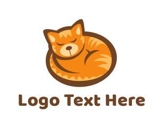 Kitten Logo - Sleepy Orange Kitten Logo